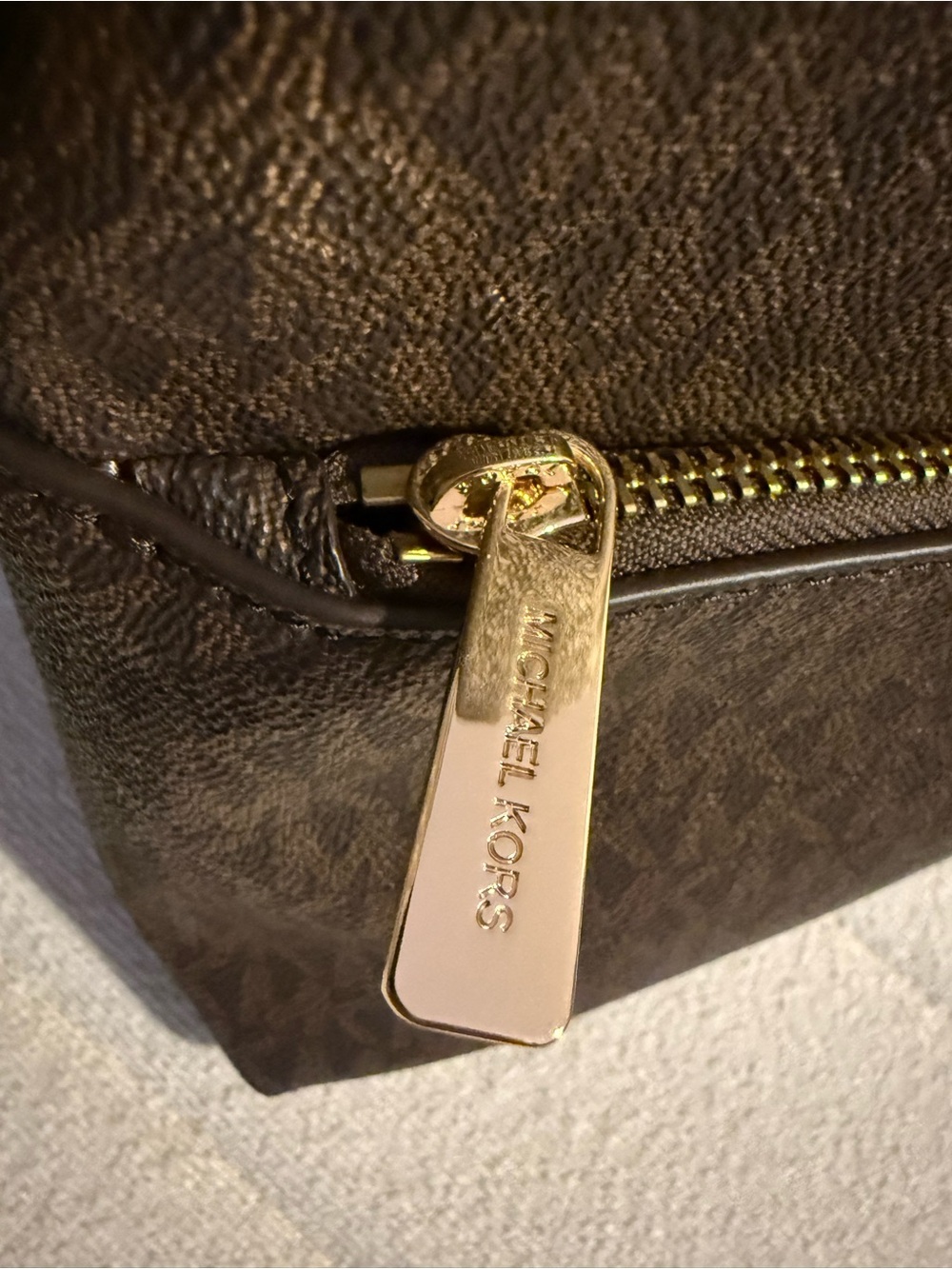 Michael Kors Brown Monogram Wristlet & Backpack Set